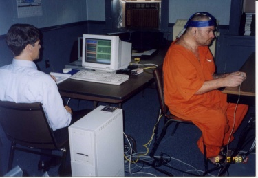 Farwell Brain Fingerprinting test being
                          conducted on convicted serial rapist and
                          murderer James B. Grinder